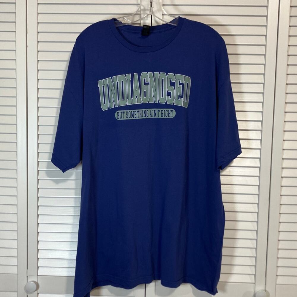 Gildan Softstyle Blue Undiagnosed But Something Ain’t Right Graphic T-shirt 2XL